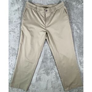Adidas Clima-lite Golf Pants Mens Size 36x32 Black Flat Front Beige‎ Logo